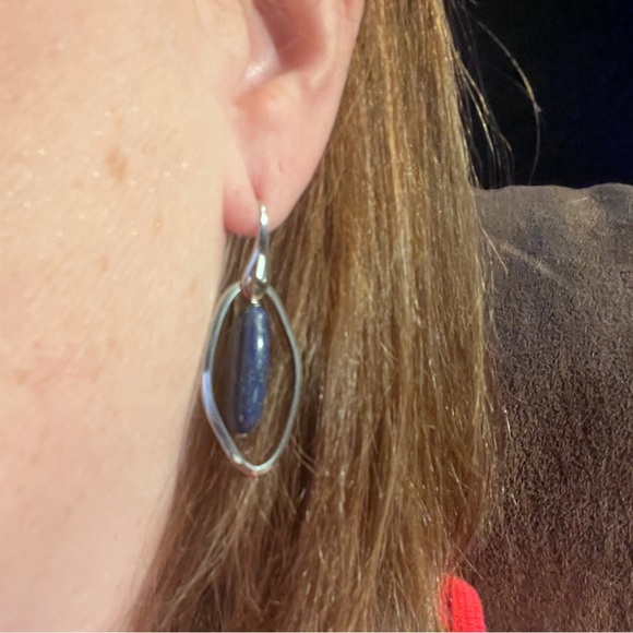 lapis lazuli earrings milor italy stainless steel hooks pierced - Picture 3 of 7